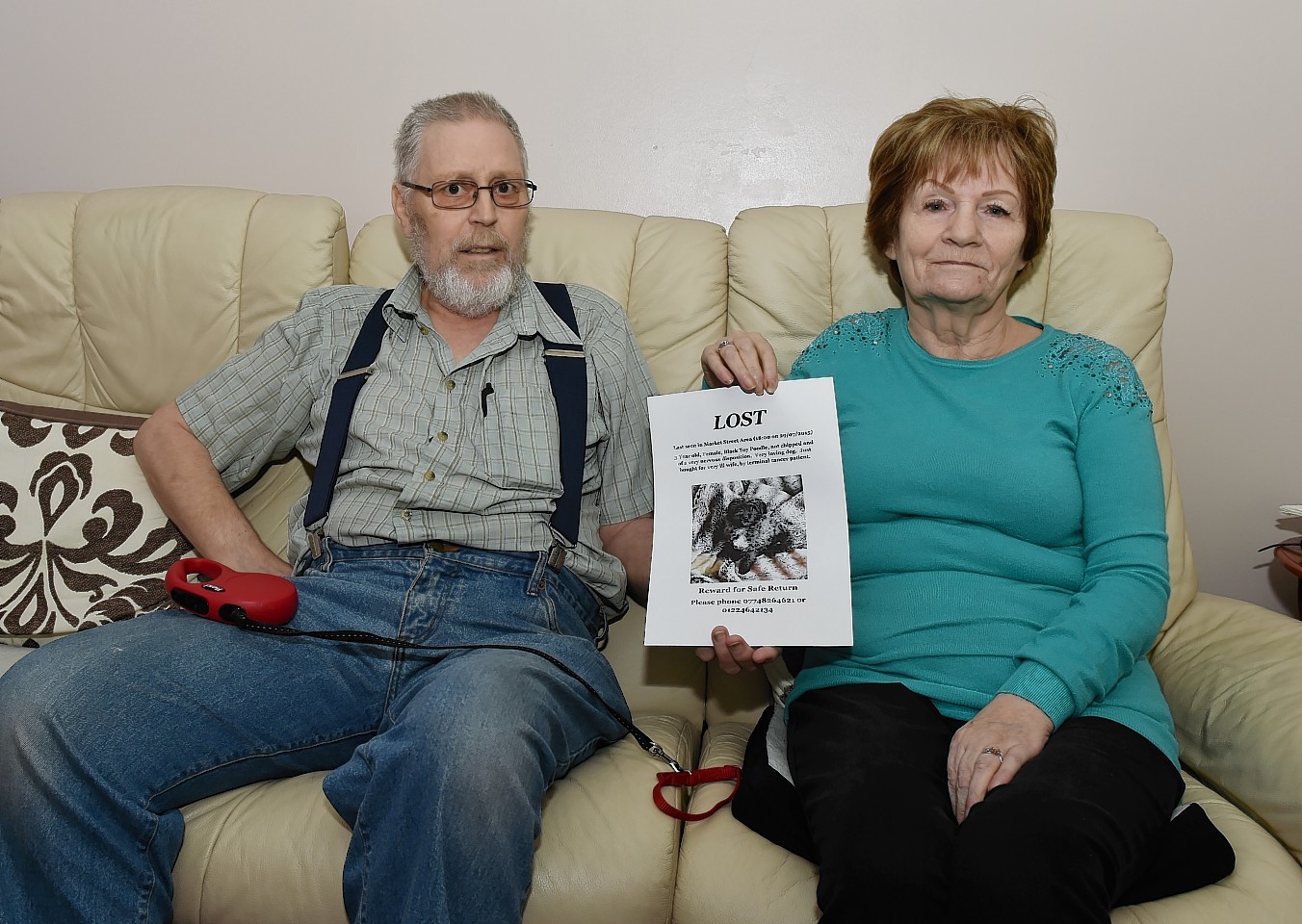 Tim and Pat Blagden from Aberdeen have lost their poodle. Picture by Colin Rennie