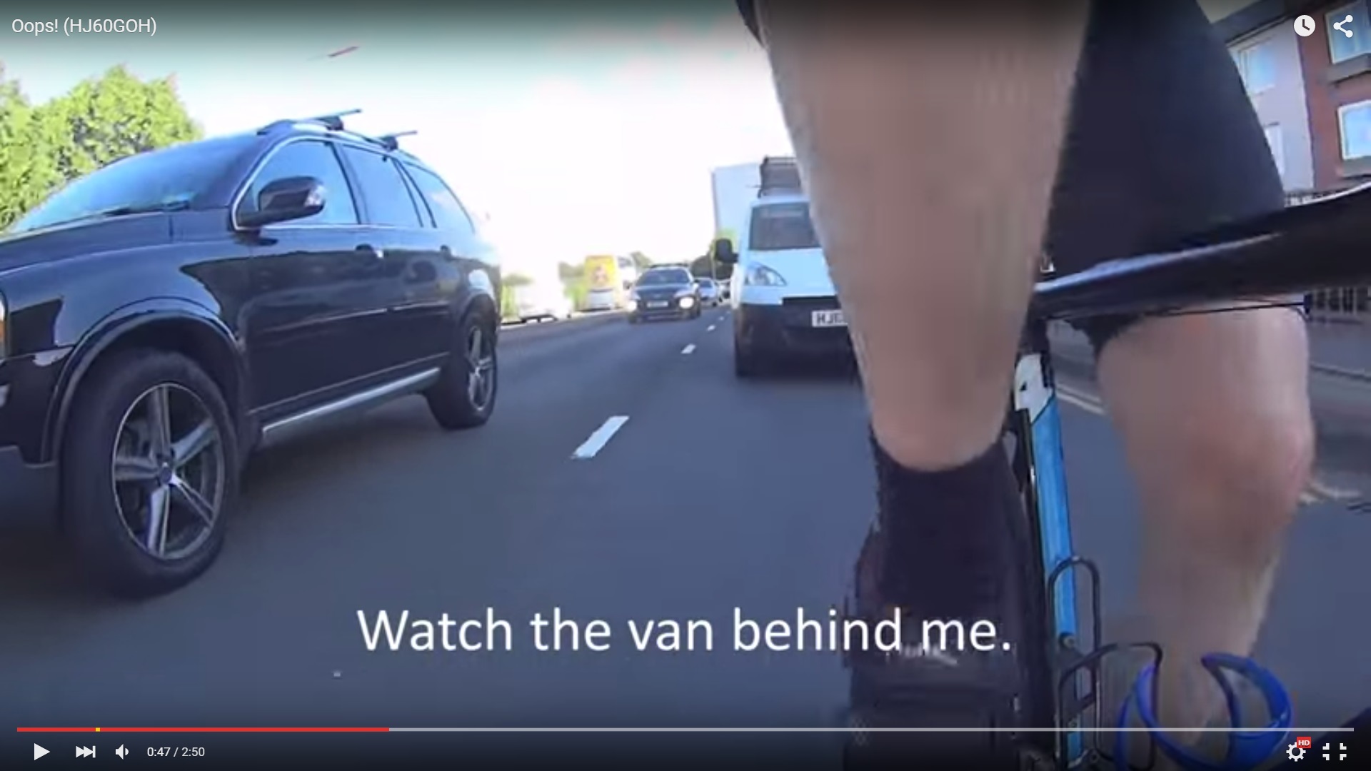 Van Vs Cyclist (vs car)