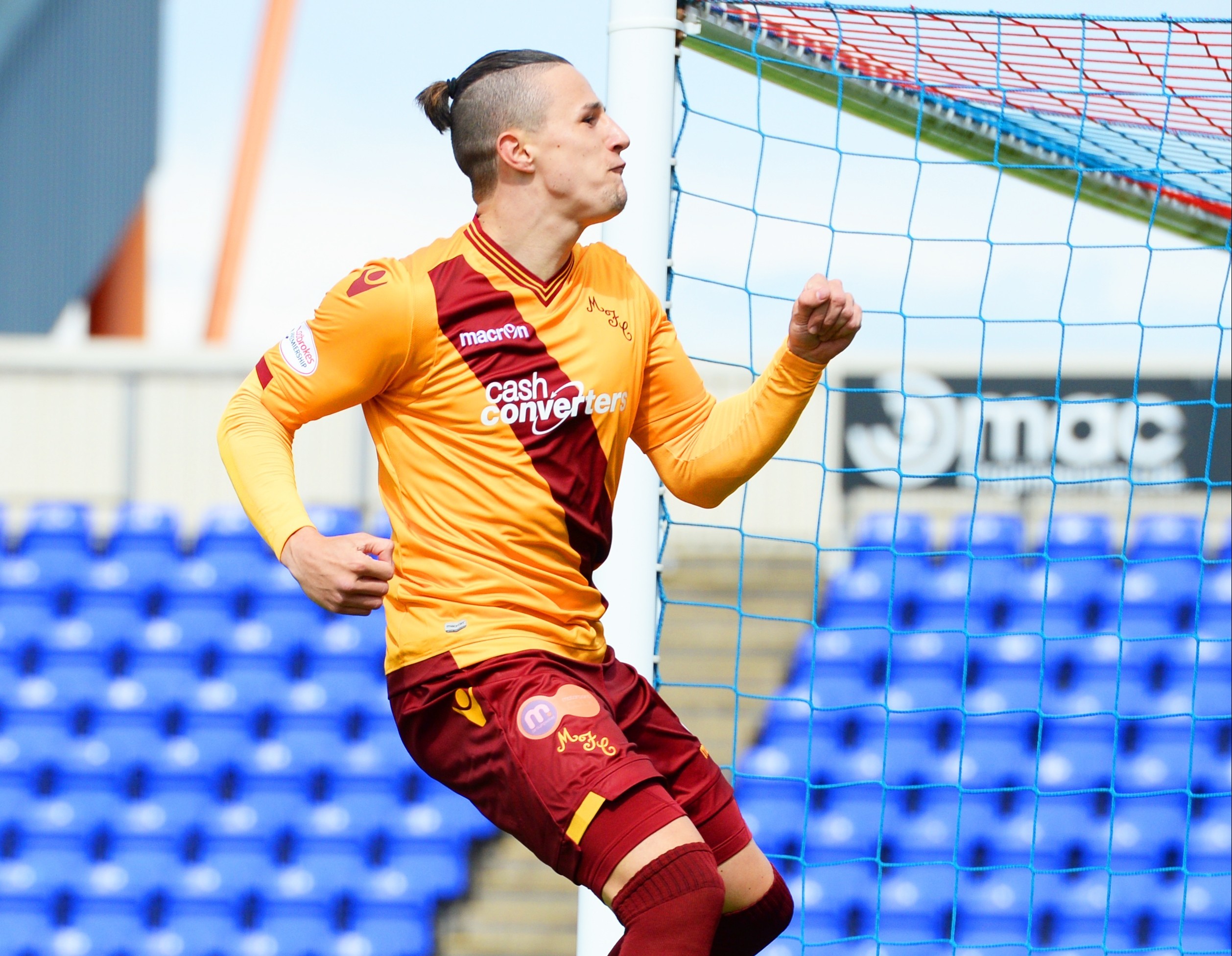 Wes Fletcher celebrates netting the only goal of the game but he will miss out this weekend