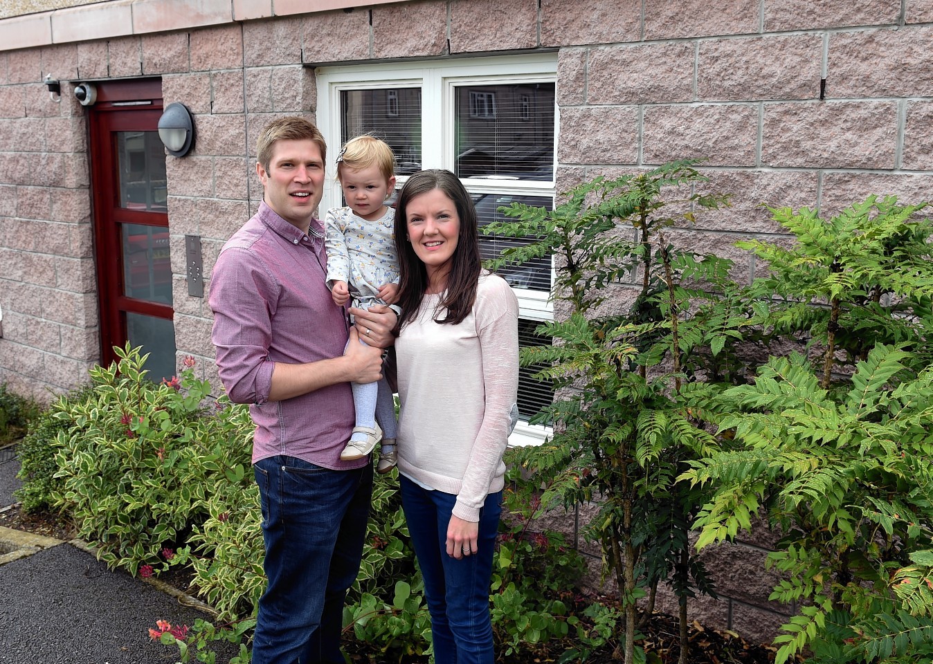 Gregor, Paula and 22mth old Georgia at Kincardine Court, Arduthie Road, Stonehaven.