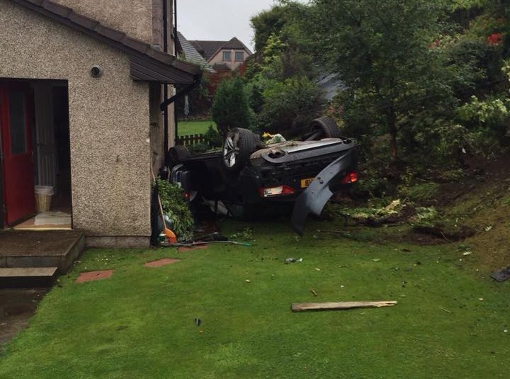 The couple inside the car had a lucky escape after it crashed off the A90