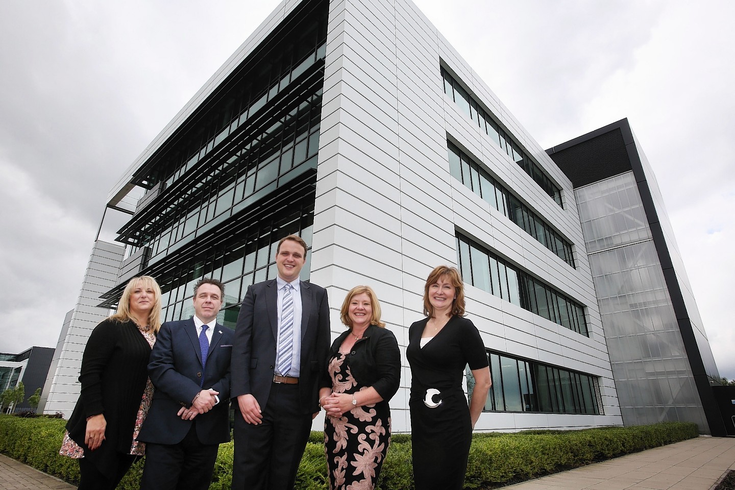Left to right: TC BioPharm’s Angela Scott, David Gallagher and chief executive Mike Leek, with Investing Women founder Jackie Waring and Lorraine Porter