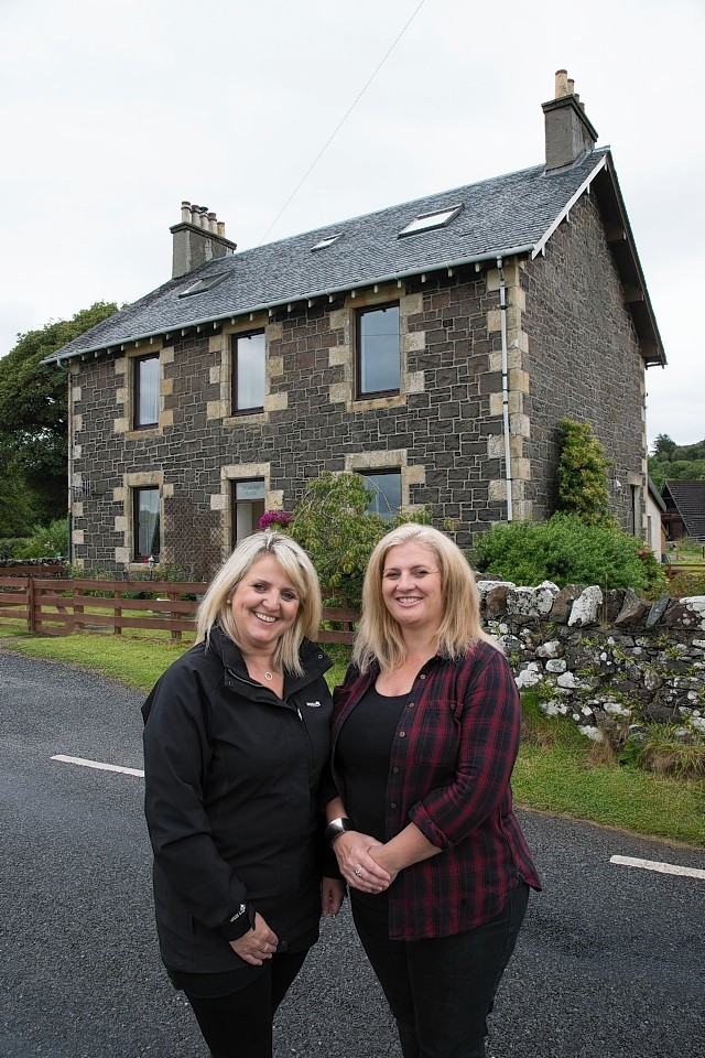 Sisters, Iona (left) and Maureen outside the house in Kilchoan