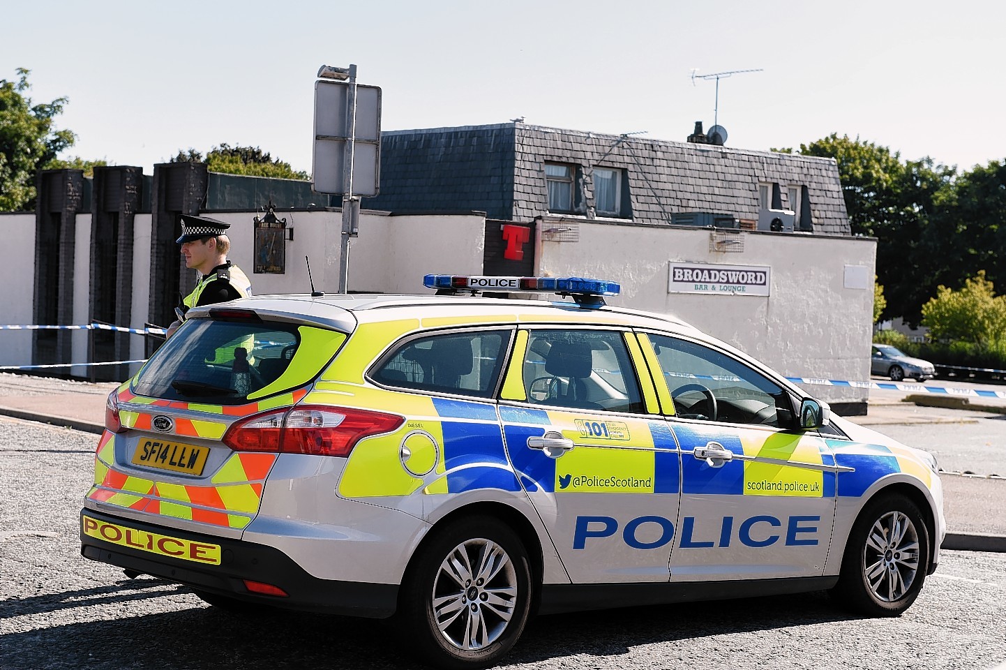Three people are in hospital following a stabbing outside the Broadsword Bar, Hayton Road in Tillydrone, Aberdeen