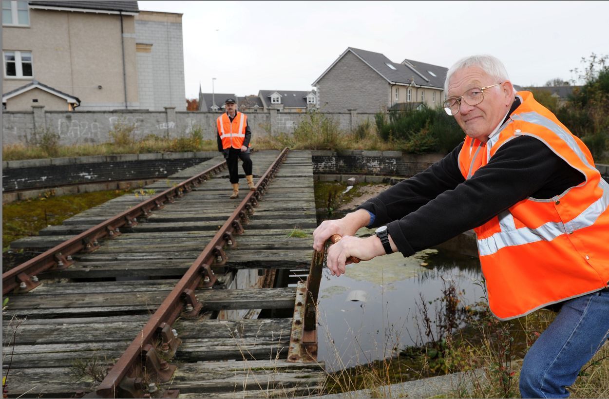 The Ferryhill Railway Heritage Trust has reached an agreement with Network Rail to overhaul the railway turntable near the Duthie Park. David Clucas (front) and Gordon Simpson. Picture by Colin Rennie