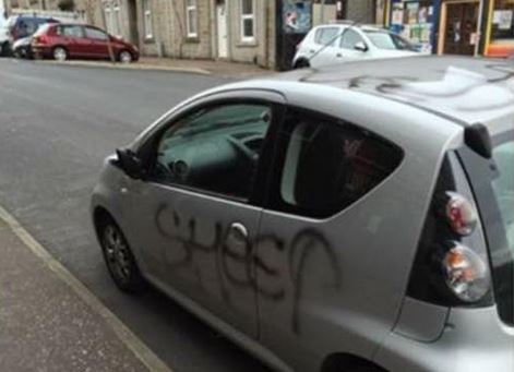 The vandalised car