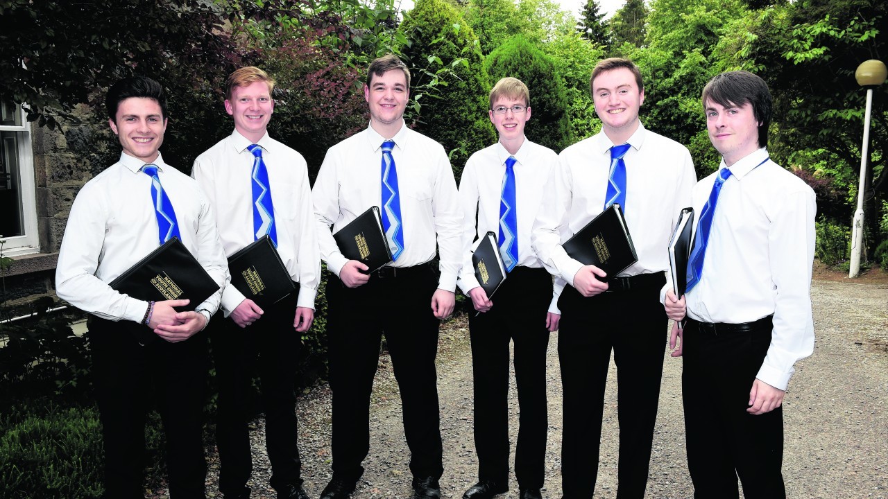 National Youth Choir of Scotland members Santi Trainormoss, James Dalgleish, Oscar Watt, Ross Clarke, Angus Macnaughton and Richard Allison