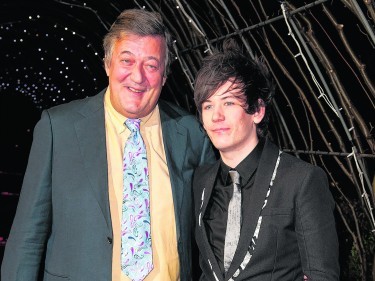 Stephen Fry (left) and his husband Elliot Spence