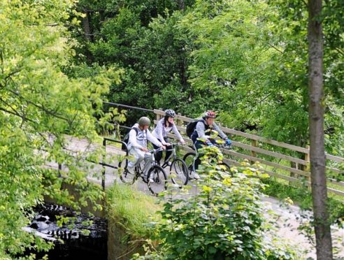 Cyclists on a section of the Speyside Way