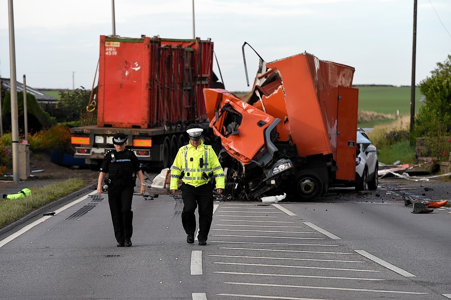 Two HGV drivers died following the collision on the Foveran to Balmedie A90 in Aberdeenshire. 
Picture by Kenny Elrick