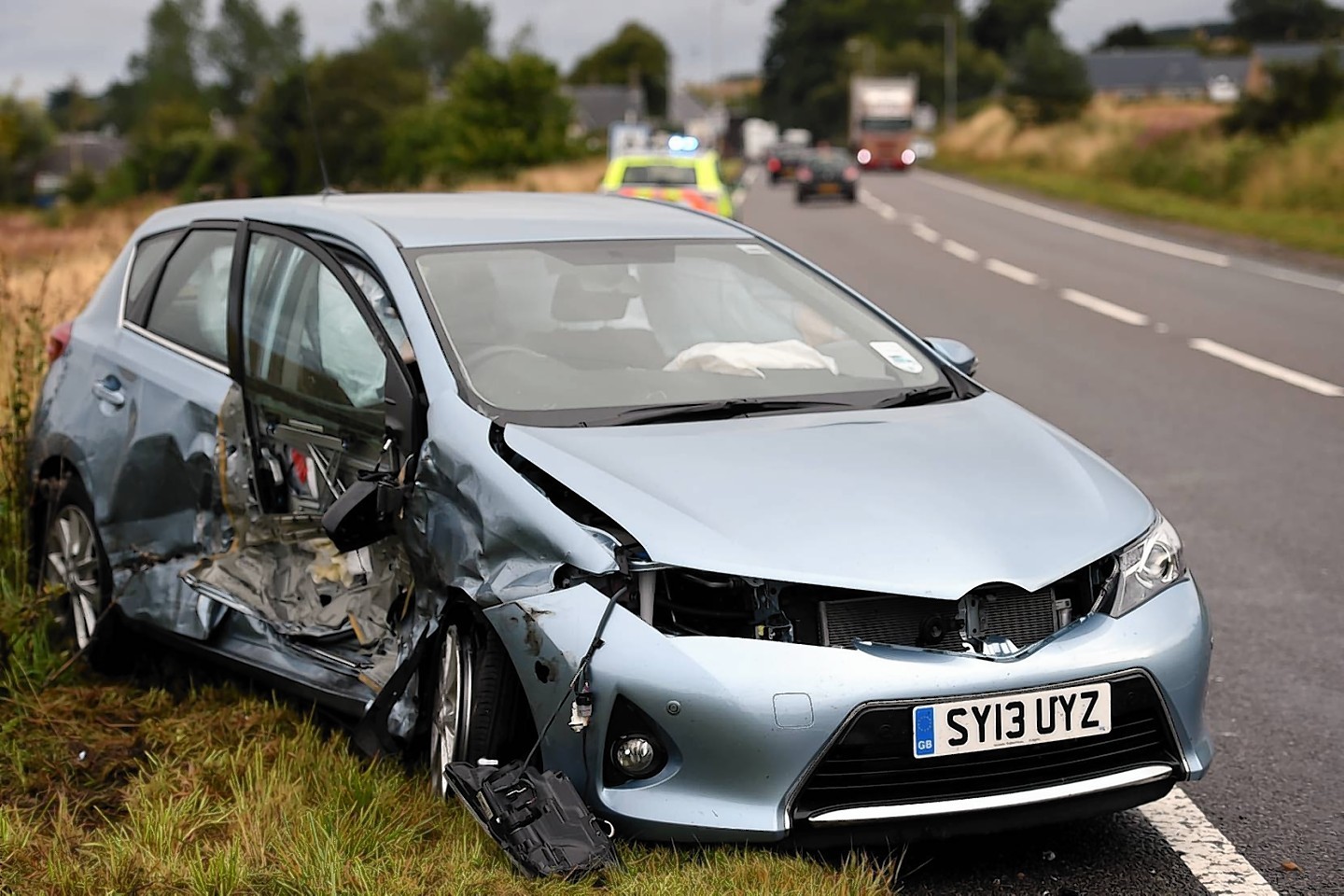 The Toyota was left at the side of the road