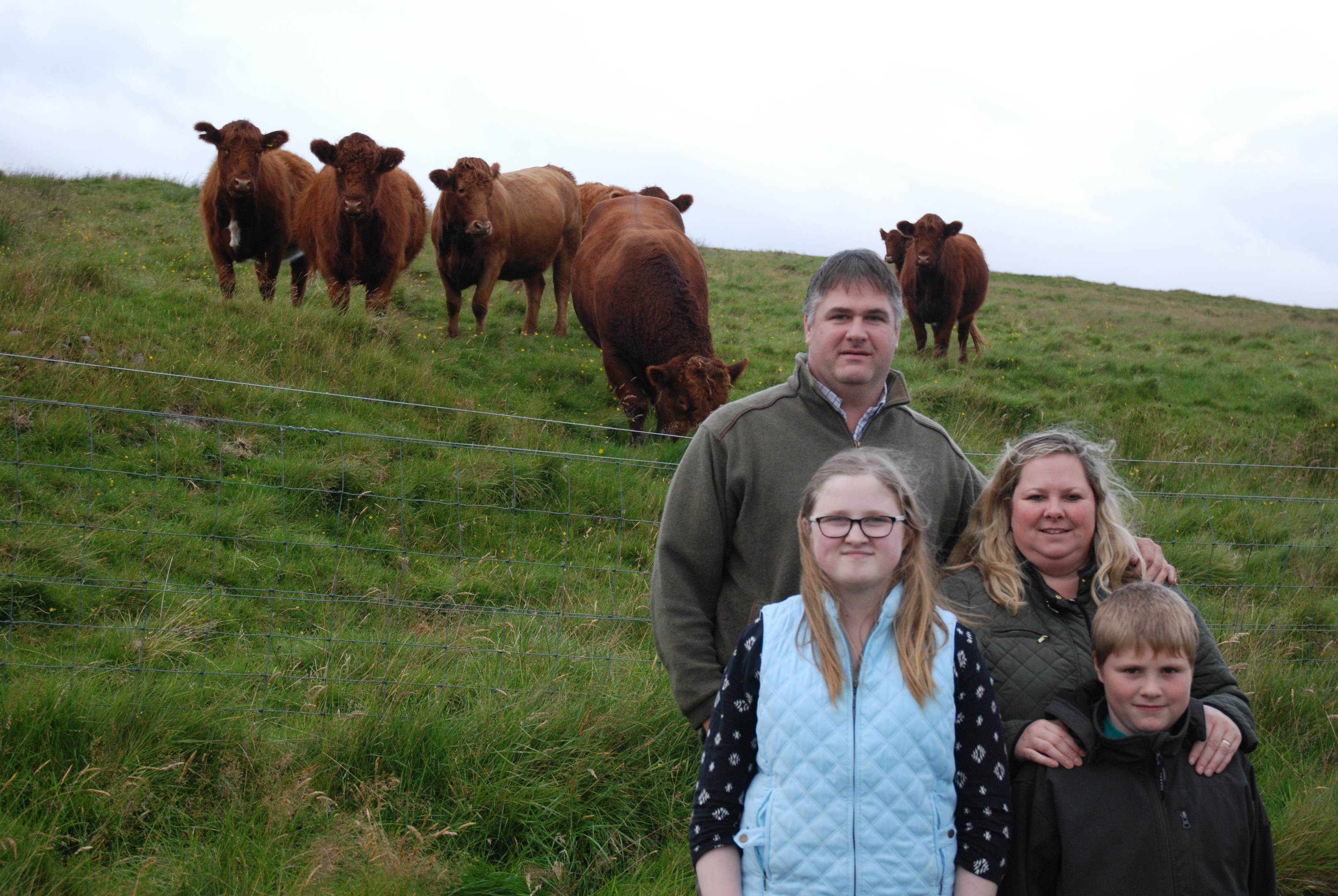 The Bakker family with some of their Luing cattle
