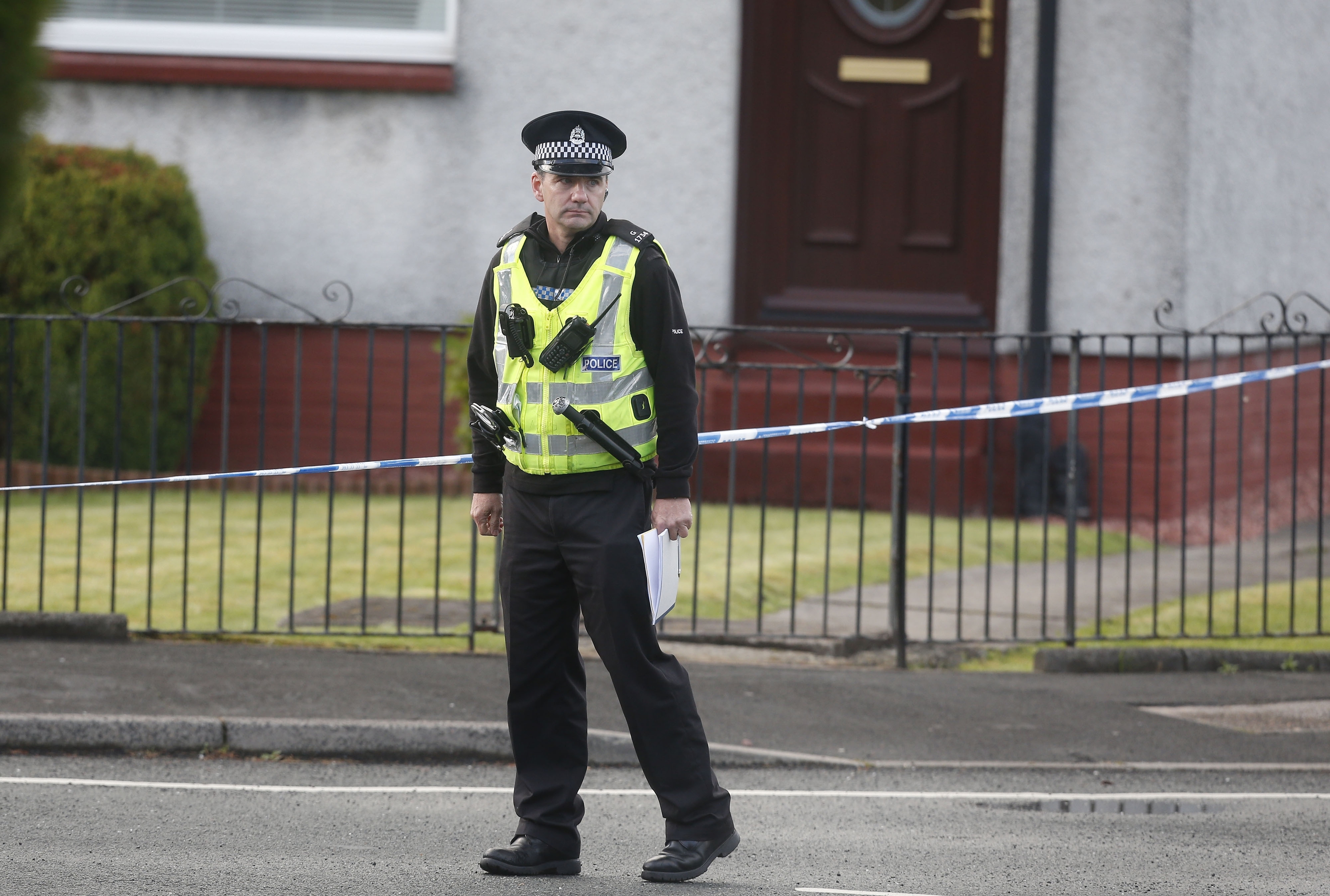 Police near the scene in Bishopbriggs