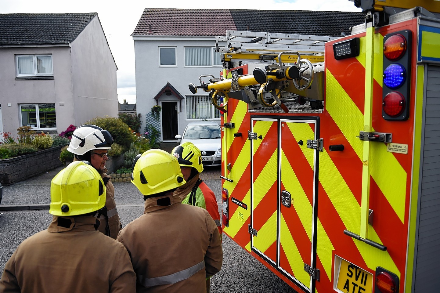 Fire crews at the Hunt's home, on Blantyre Place in Elgin. Picture by Gordon Lennox