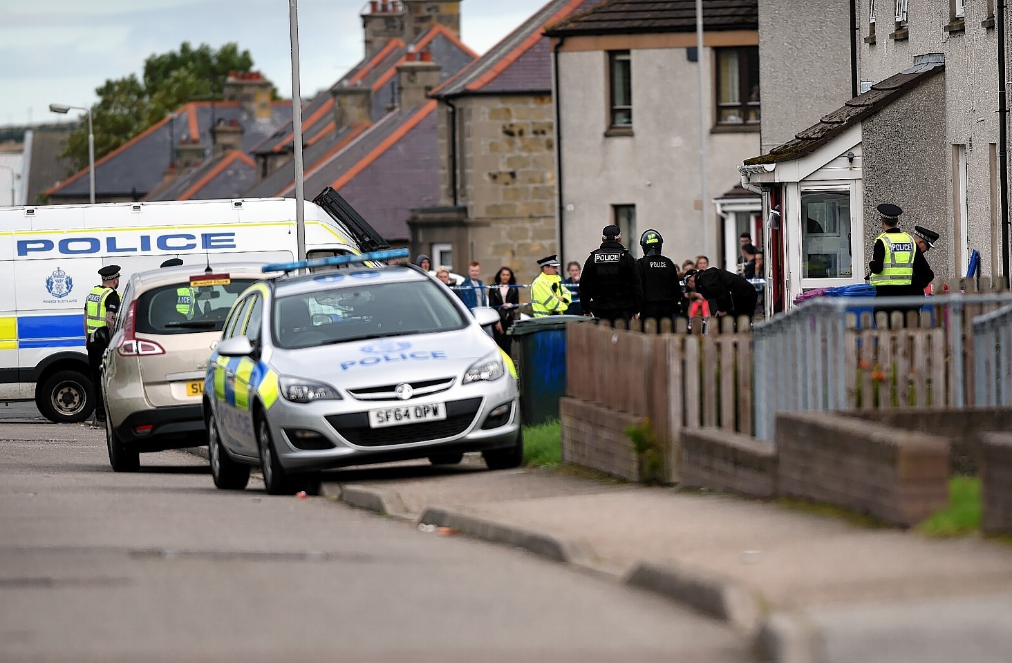 Siege at house in Wallace Avenue, Buckie, resulting in five arrests. 