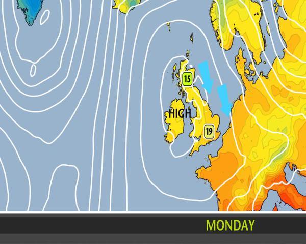 There could be temperatures as high as 15C in some parts of Scotland