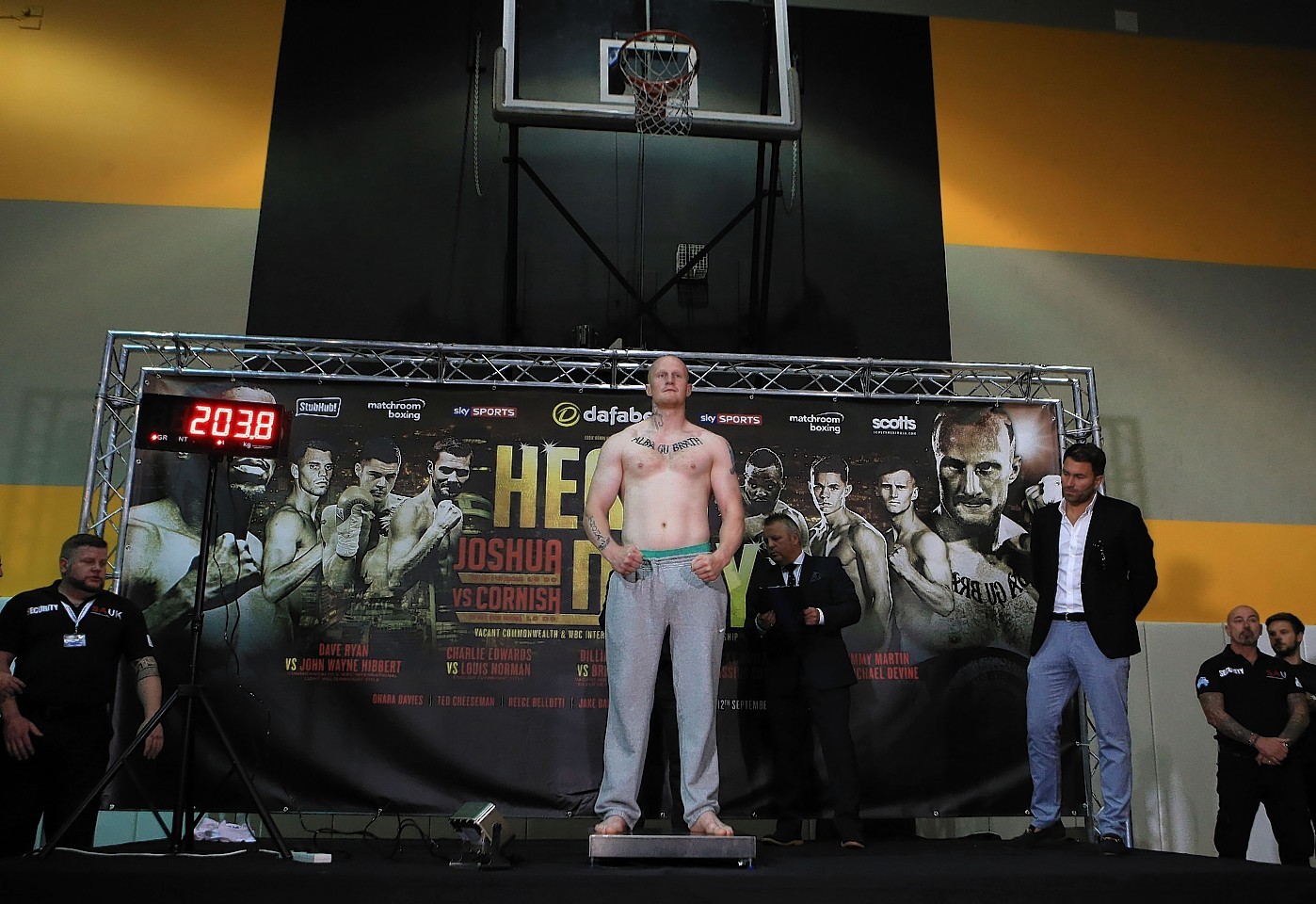 Gary Cornish during the weigh in at the Reebok Sports Club, London
