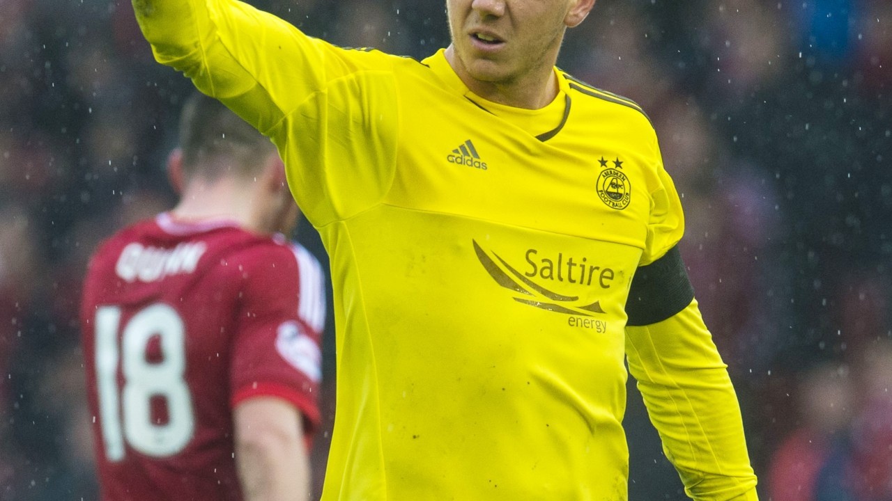 Aberdeen goalkeeper Danny Ward celebrates victory over Celtic