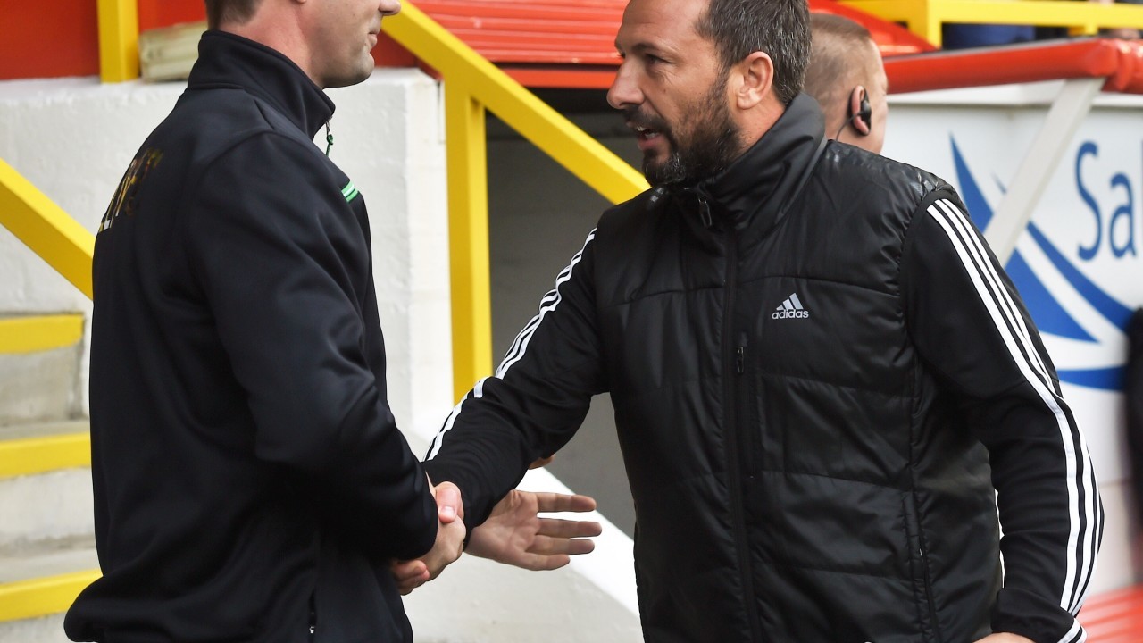 Celtic manager Ronny Deila with Aberdeen manager Derek McInnes ahead of the game