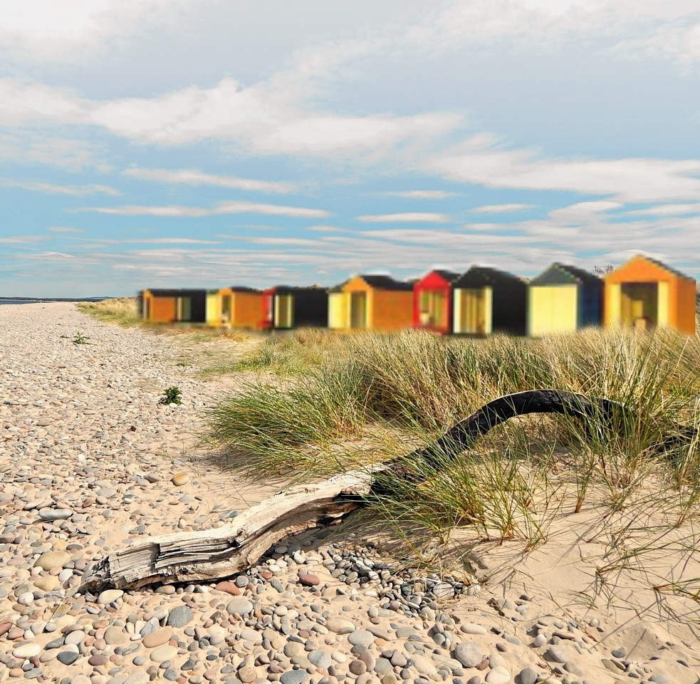 Artist's impression of the huts on North Beach, Findhorn