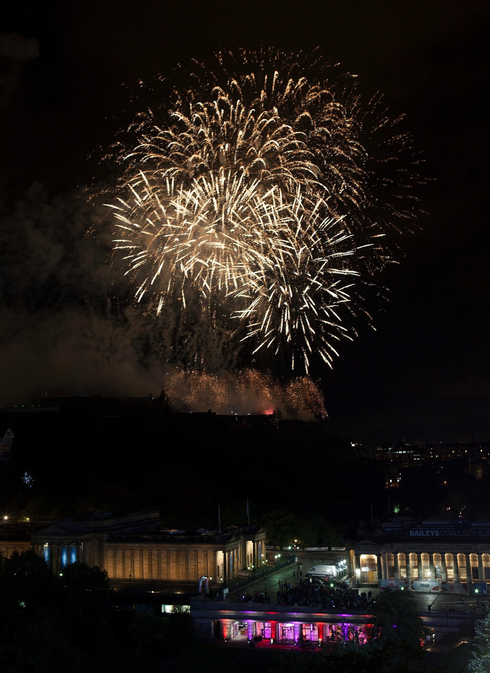 Fireworks light up the sky over Edinburgh to mark the end of the Festivals. The display closes the festival season with a 45 minute concert and more than 400,000 fireworks, choreographed to live orchestral music against the backdrop of Edinburgh Castle. August 31 2015