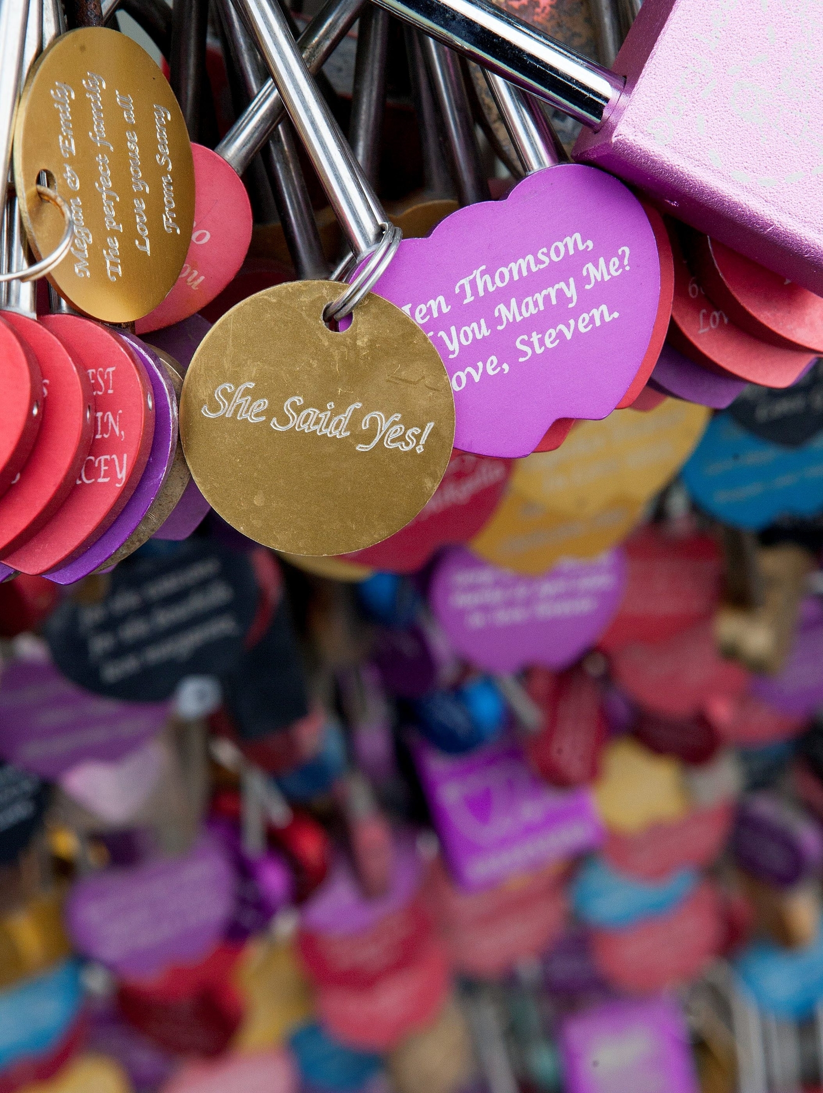 Thousands of Love Locks attached to two purpose made railings. 