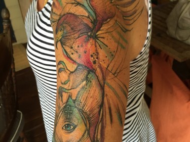 Lynne Radke's distinctive tattoo