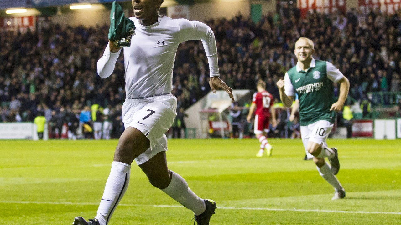 Malonga celebrates his late goal