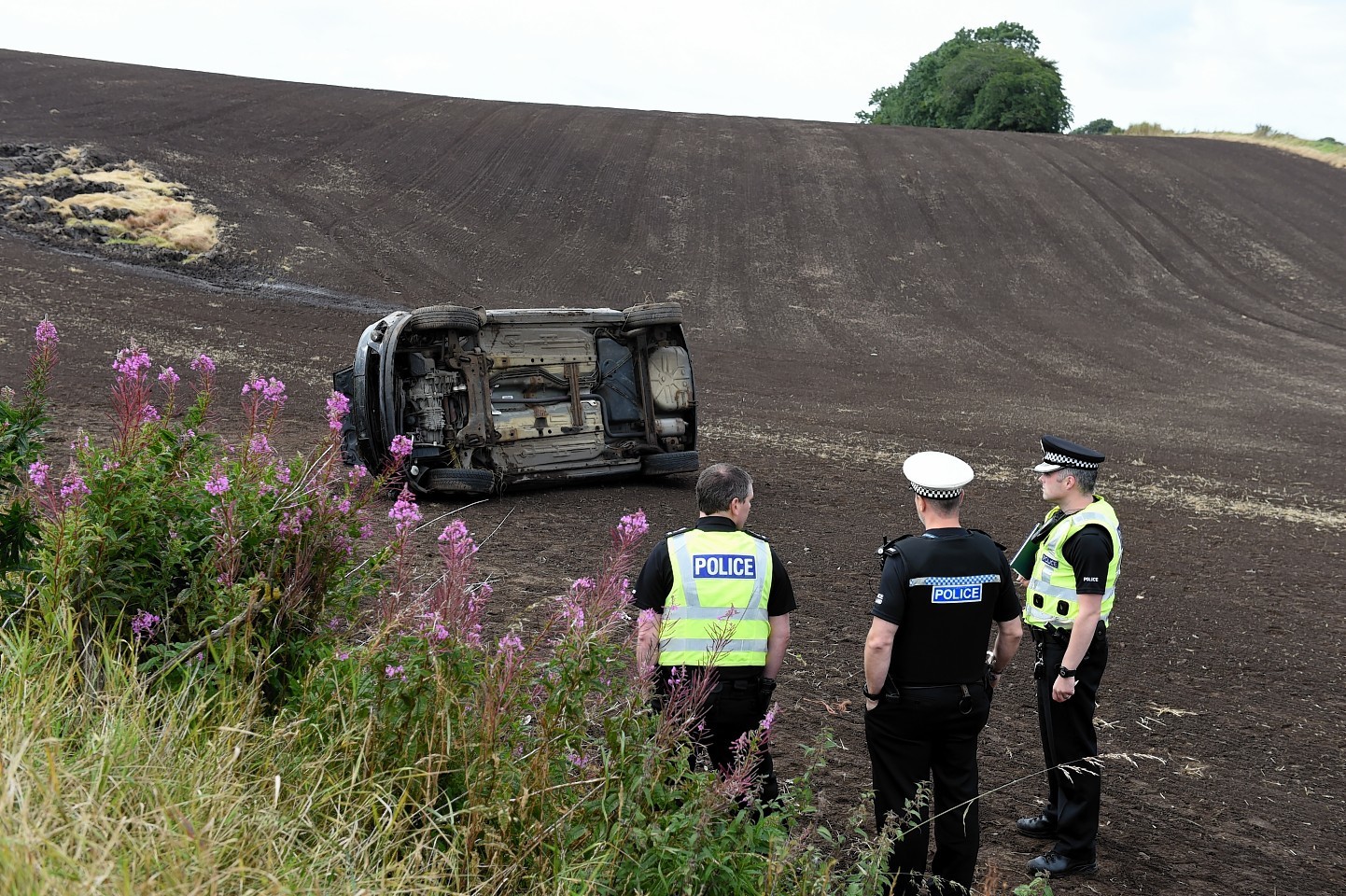 The car landed in a field by the Newhills to Bucksburn Road