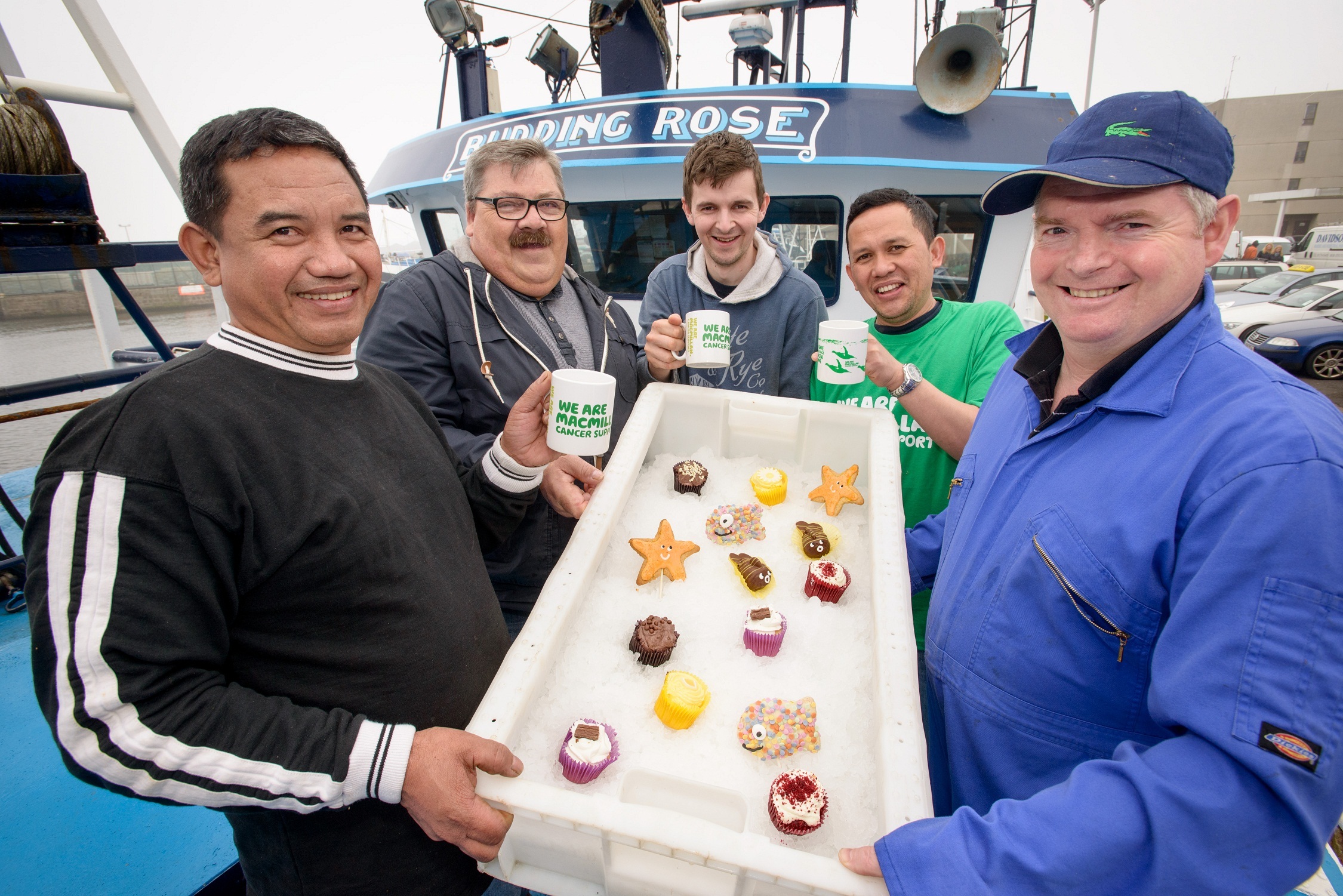 Macmillan Peterhead cup cakes on trawler 11sep15