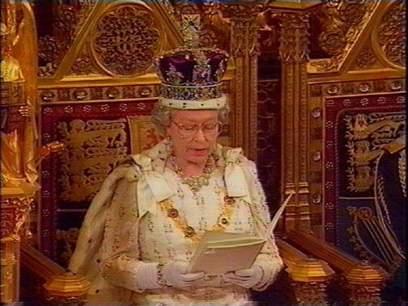The Queen at the opening of parliament in 1997 