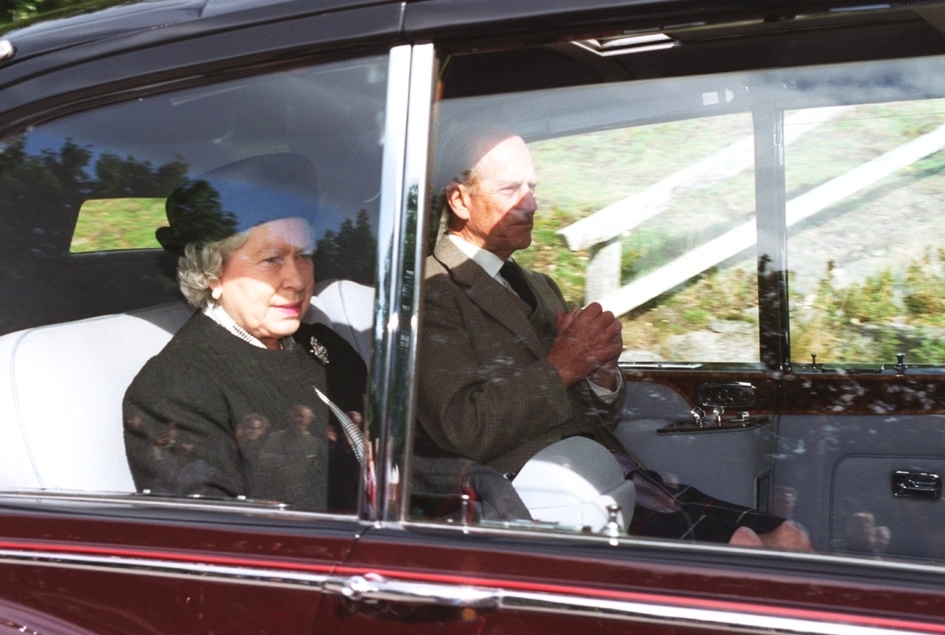 The Queen and Duke of Edinburgh leave Crathie Kirk the day after Diana Princess of Wales death