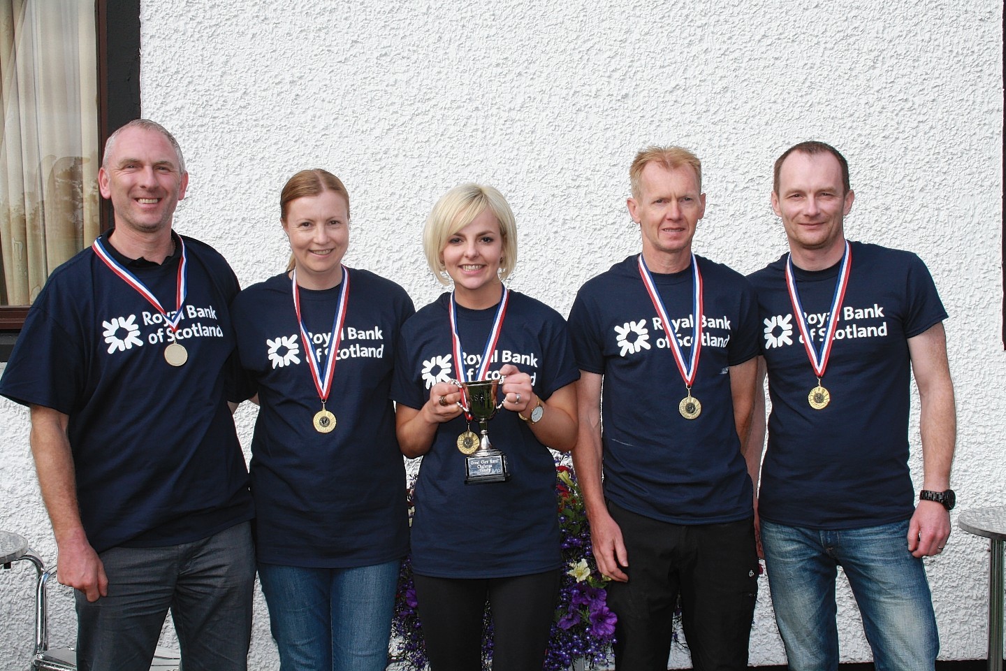 The winning team from RBS -  Brian Murphy, Mairi White, Karis Marinello, Bill Dickson and Jason Cram.