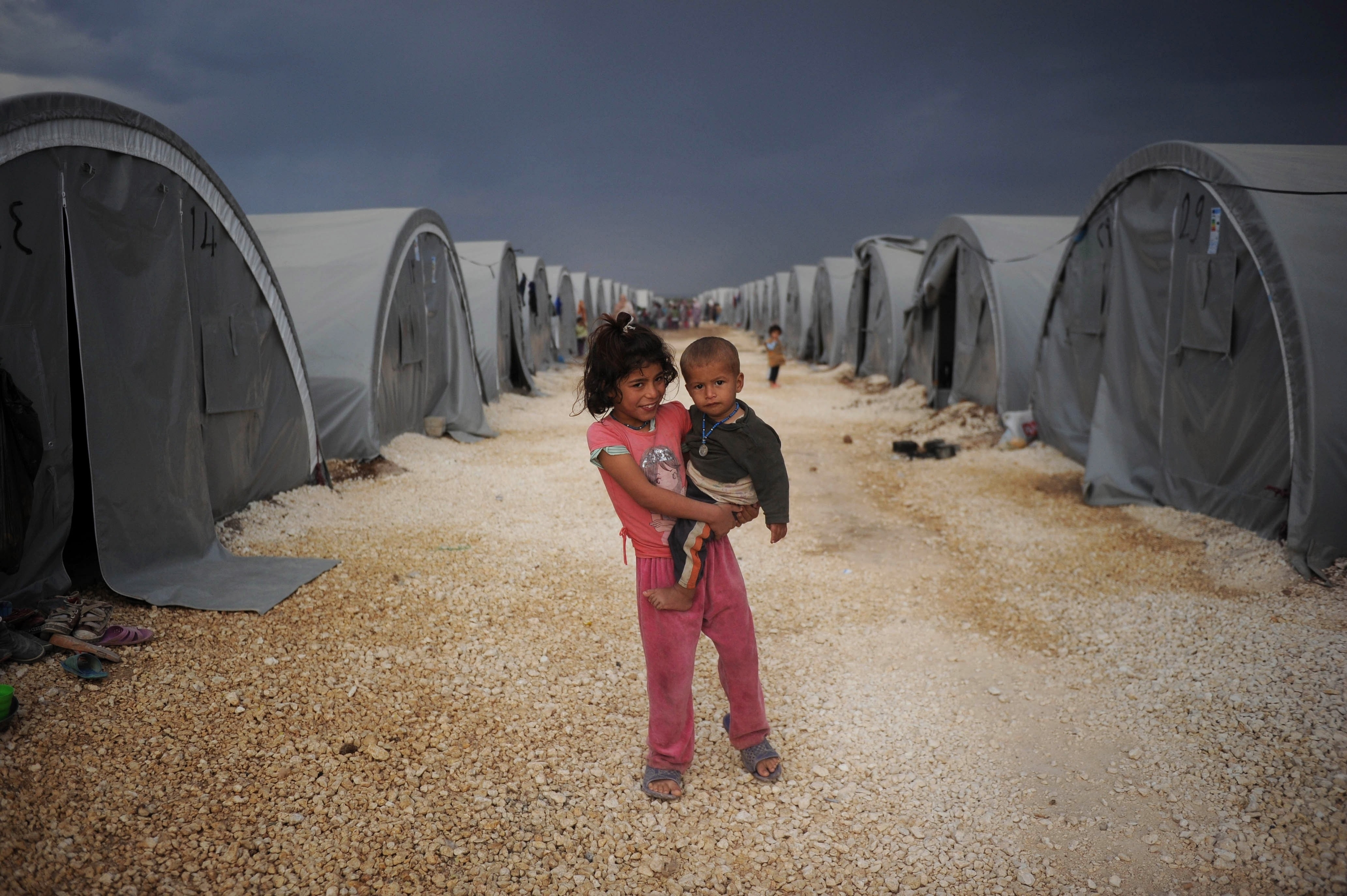 Syrian refugee children in a Turkish holding camp