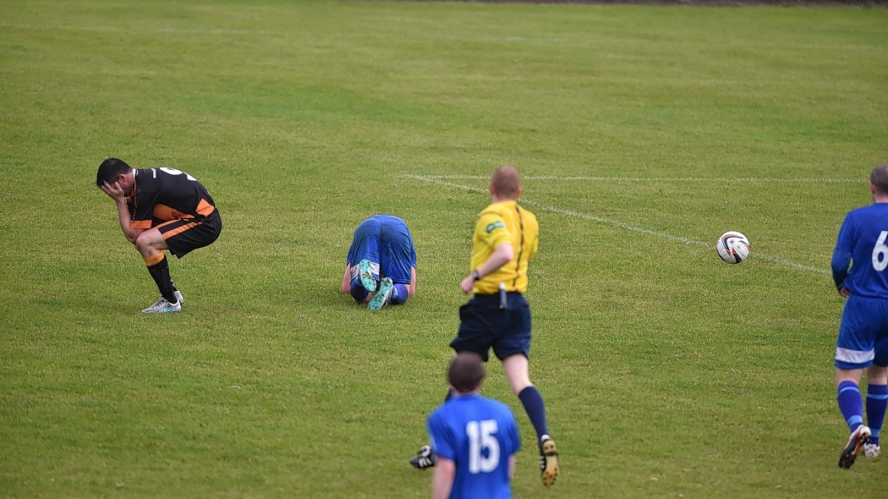 Then we had a clash of heads between Hunlty's Dean Donaldson and Rothes Stuart Hodge.
