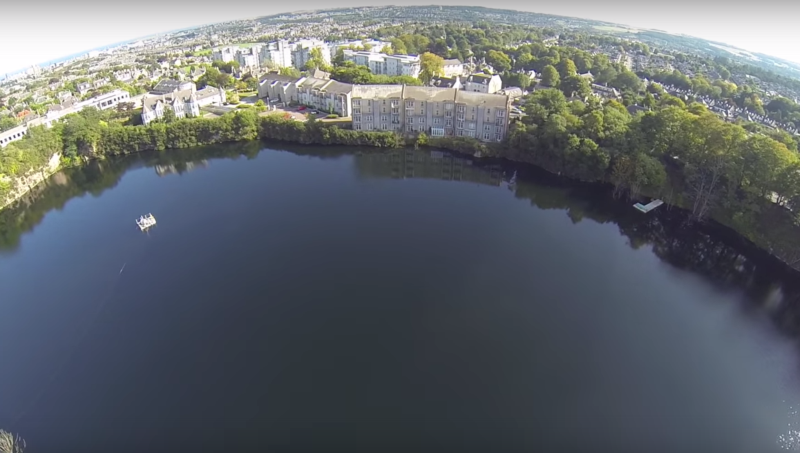 An aerial shot of Aberdeen's Rubislaw Quarry