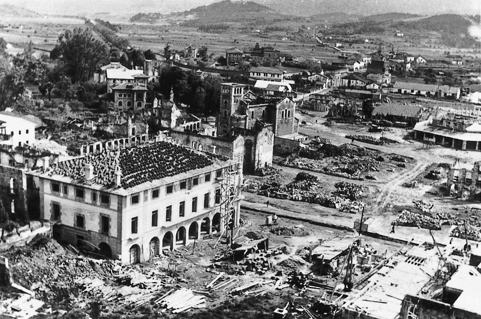 Guernica, seen in this 1940 aerial file photo three years after German and Italian fighter planes, backing the fascist forces of Gen. Francisco Franco in the Spanish Civil War, leveled this historic Basque town on April 26, 1937. 
