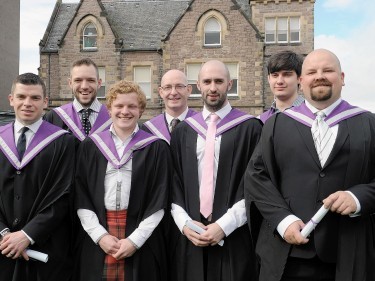 Graduates Robert MacLennan, Michael Hough, David Bauermeister, Stephen Eveleigh, Michael MacPherson, Peter Urry and Sean Hadden who all graduated in Electrical and Mechanical Engineering.  