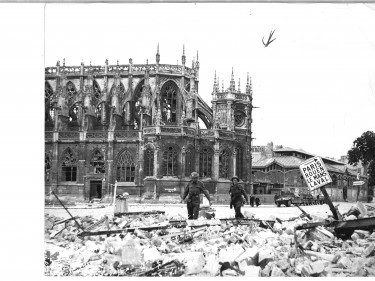 Devastation caused by heavy bombing 