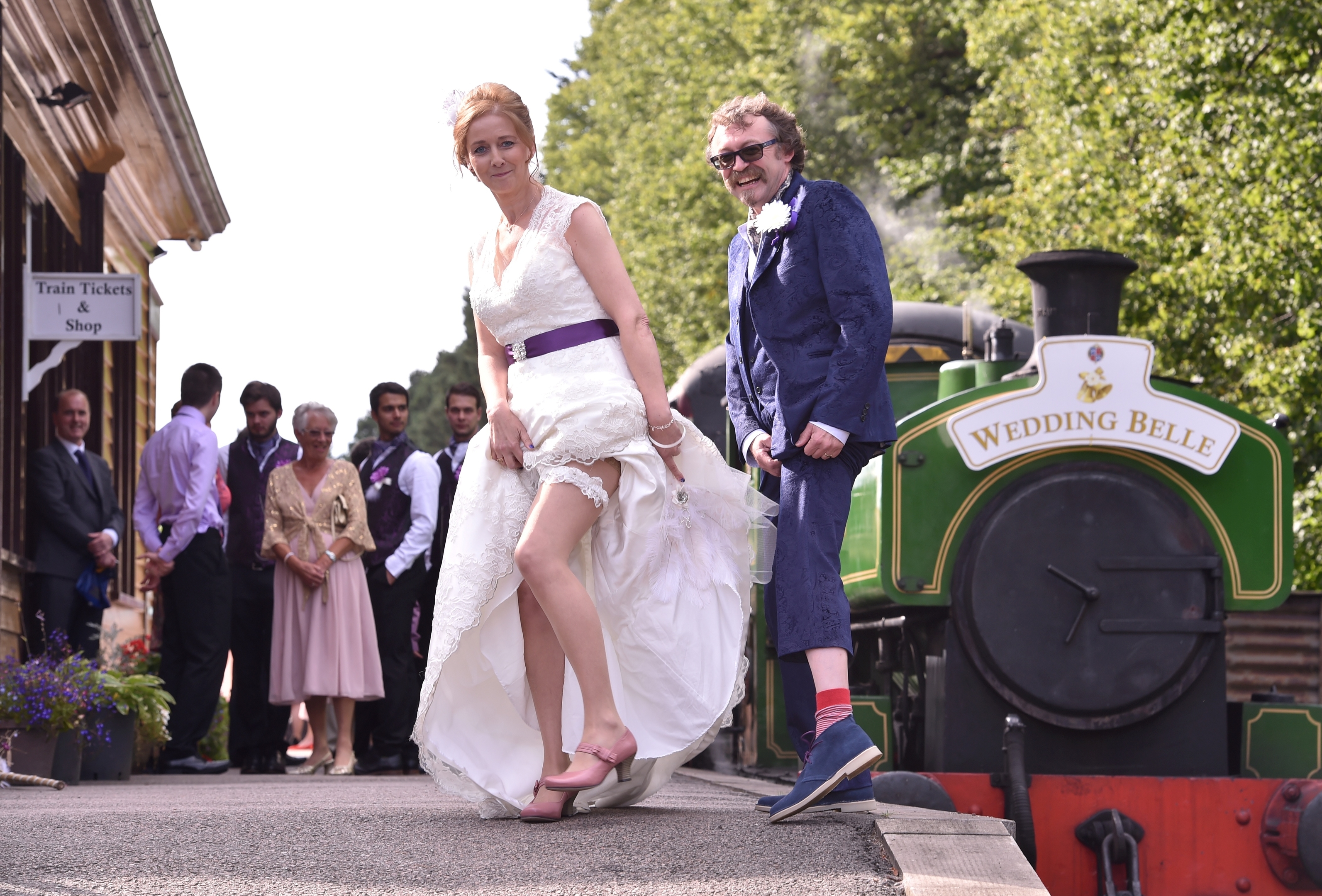 Milton of Crathes Station - the wedding of Shaun Allan and Carol McLaughlin had taken place on the moving carriage. Picture by COLIN RENNIE  September 10, 2015.