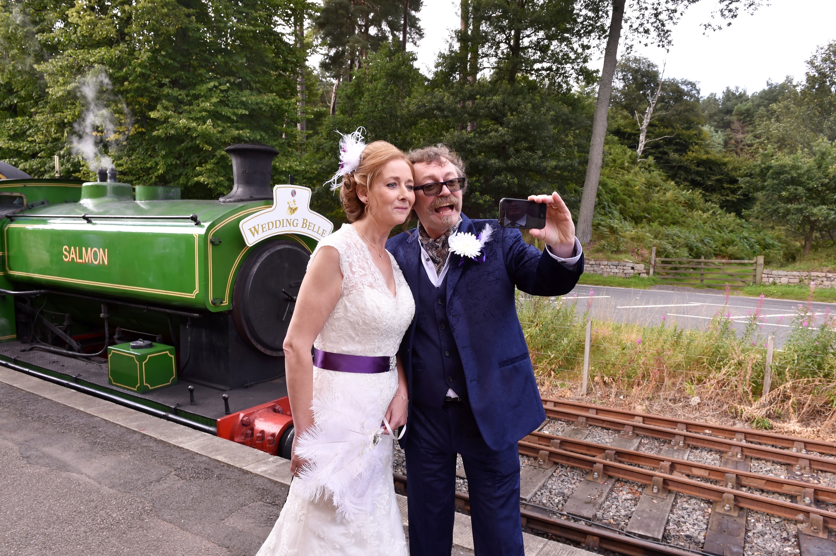 Milton of Crathes Station - the wedding of Shaun Allan and Carol McLaughlin had taken place on the moving carriage. Picture by COLIN RENNIE  September 10, 2015.