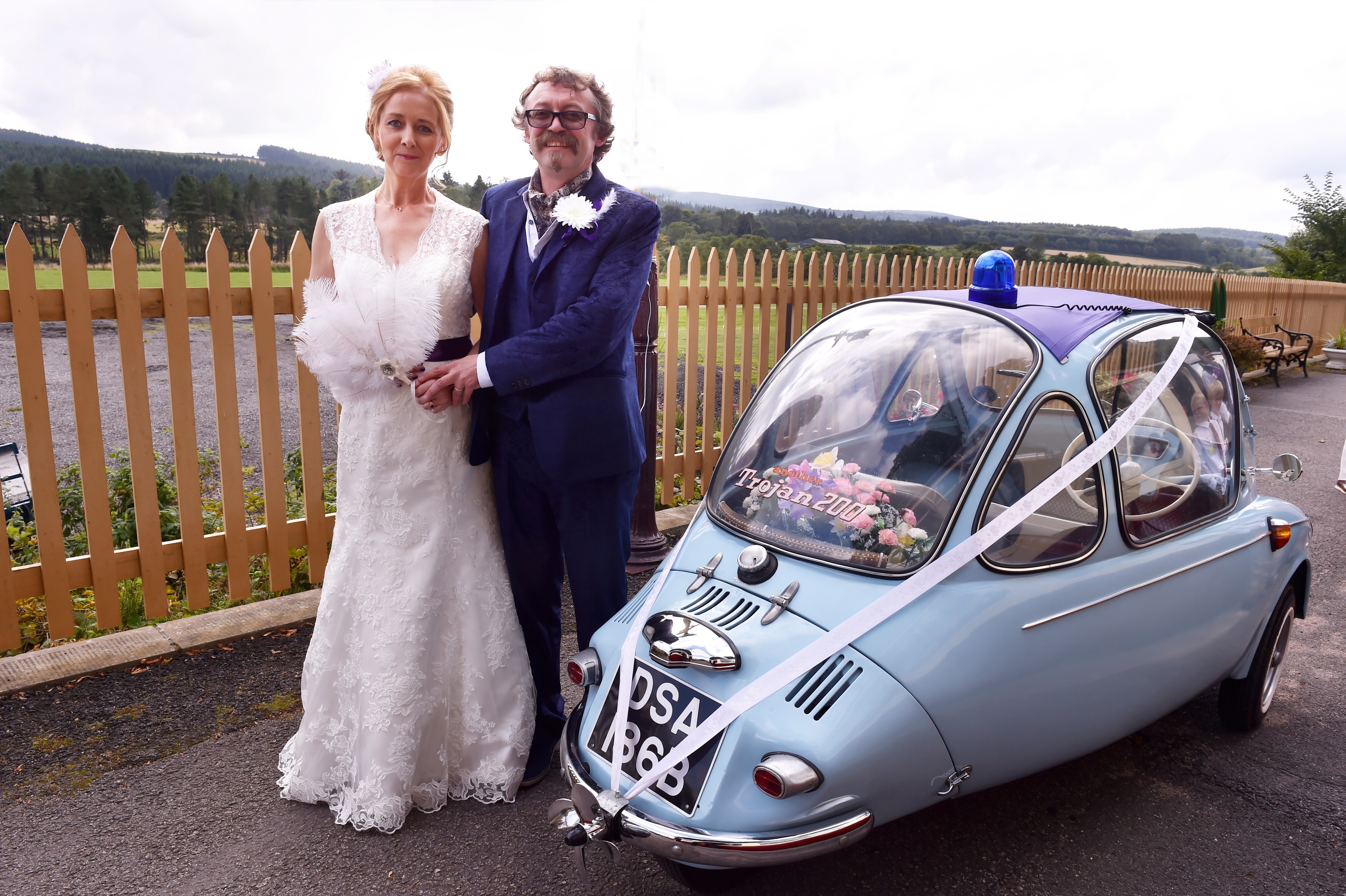 Milton of Crathes Station - the wedding of Shaun Allan and Carol McLaughlin had taken place on the moving carriage. Picture by COLIN RENNIE  September 10, 2015.