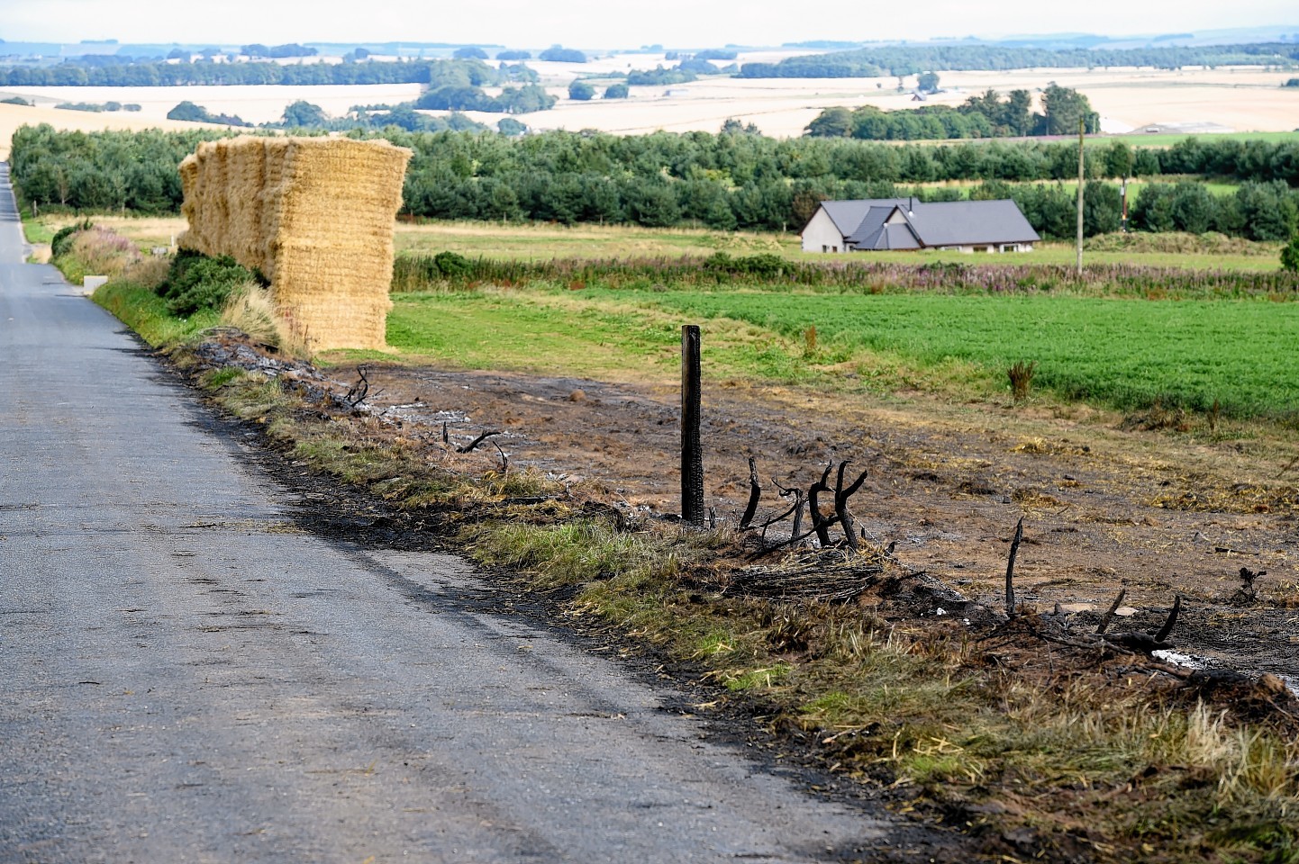 400 hay bales were set alight on the farm near Rothienorman. Picture: Kenny Elrick.