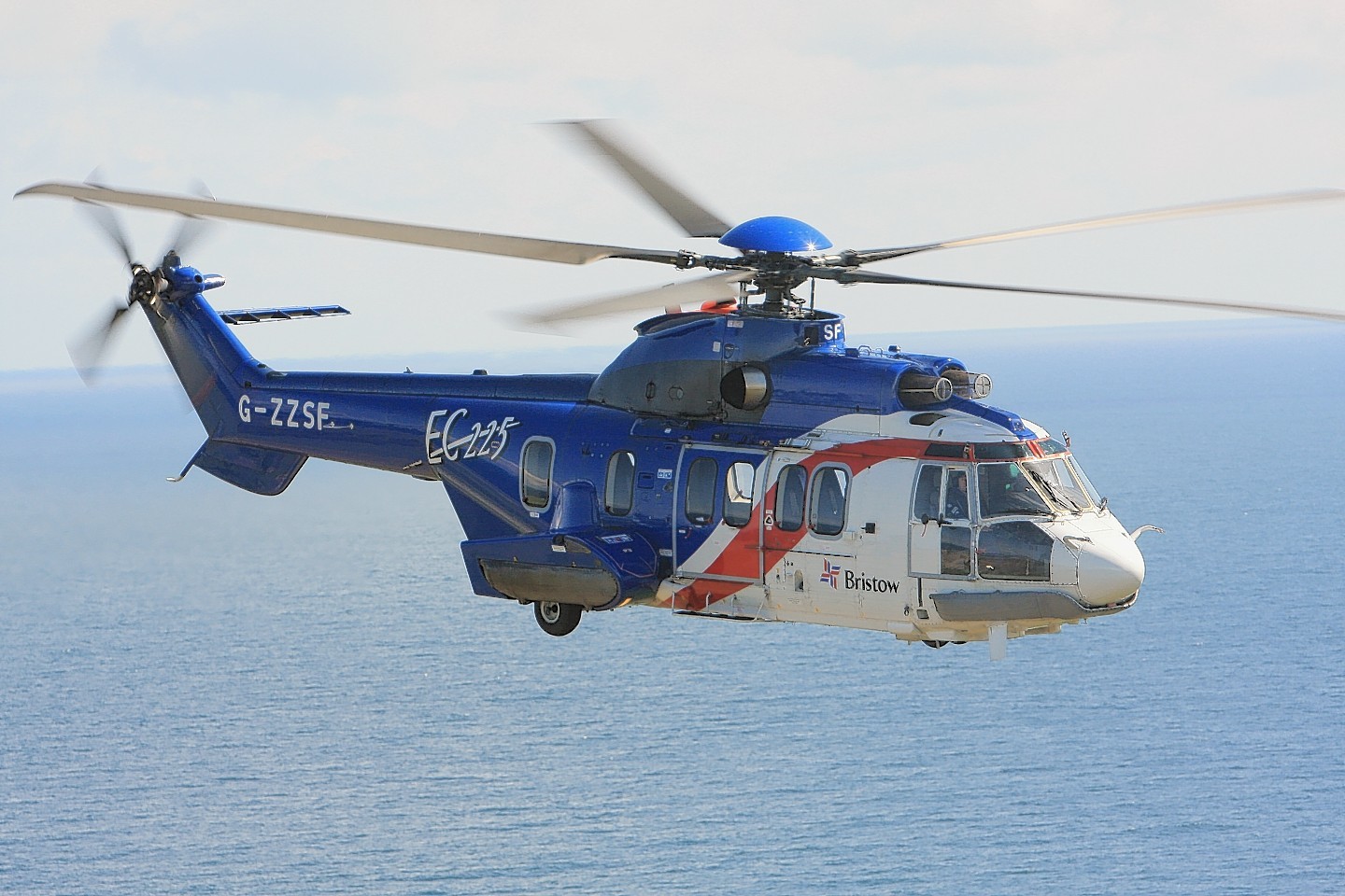 A Bristow helicopter has returned safely to shore