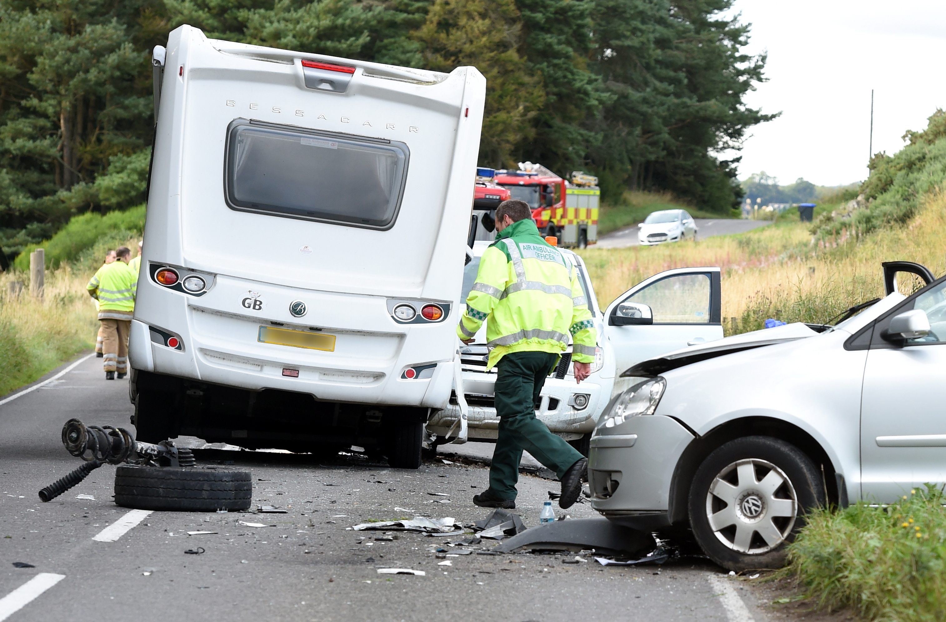 Scene of the crash on the Netherley to Stonehaven road yesterday