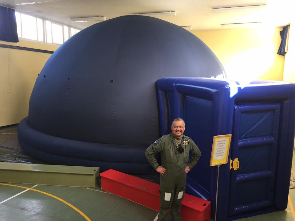 Stan Barber with planetarium