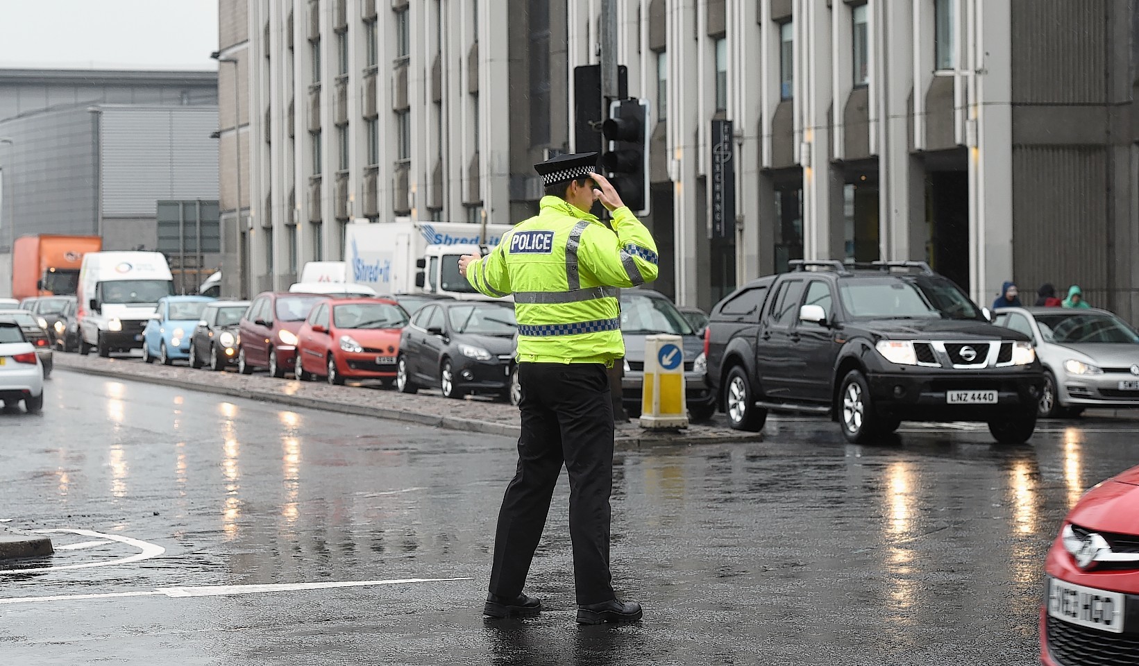 Police on Guild Street in Aberdeen.