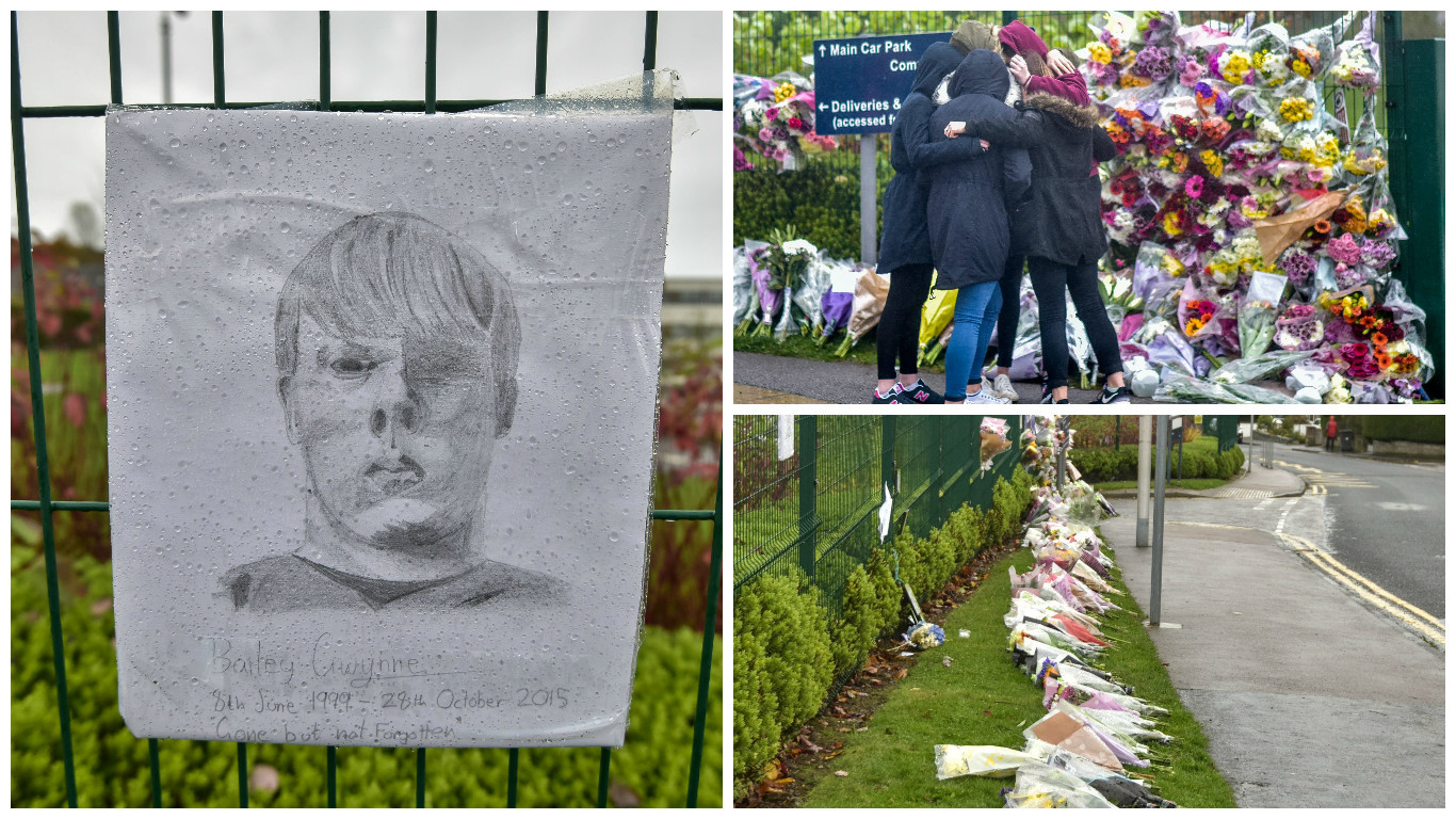 Bailey's school mates, teachers and the wider community have paid tribute to the youngster outside Cults Academy