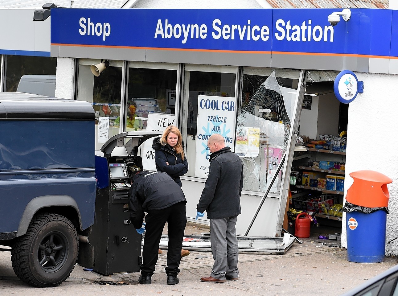 The scene of the cash machine raid in Aboyne
