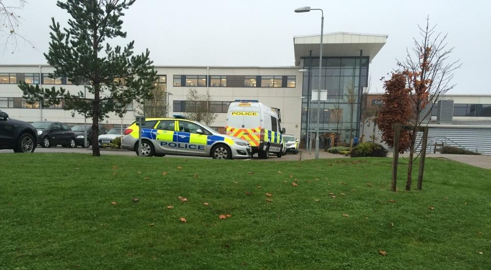 Police at the scene at Cults Academy 